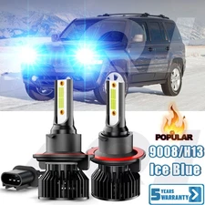 LED Headlight Hi/Low H13 9008 ice blue Car Bulbs for Jeep Patriot 2007-2012