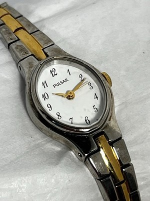 Pulsar Ladies 1N01-5E10 Two Tone Oval Analog 18mm Quartz Watch - New Battery