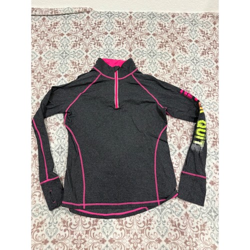 Ideology Womens Gray Quarter Zip Never Quit Graphic Athletic Top Size Medium