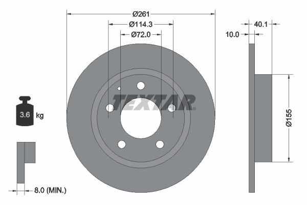 2X Bremsscheibe Hinten Textar 92062100 FÜR Ford USA Mazda Scheibenbremse-image