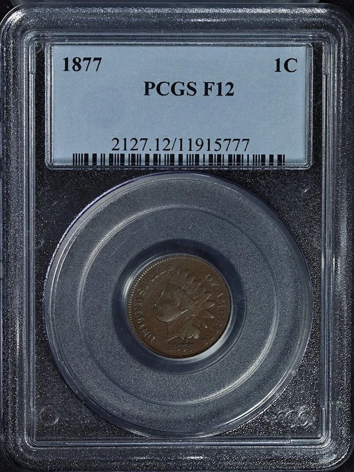 1877 Indian Cent PCGS F12 Key Date Great Eye Appeal Nice Strike - Image 3 of 4