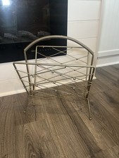 Vintage Atomic Style 1950s MCM METAL BRASS MAGAZINE Record RACK