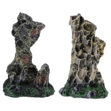 2 Pcs Aquarium Rock Mountain Decoration Rockery Fish Tank Fake Stone