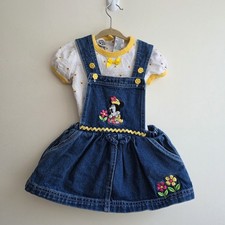 Mickey  Co Vintage Minnie Mouse 18 Months Denim Jean Jumper Dress  Shirt