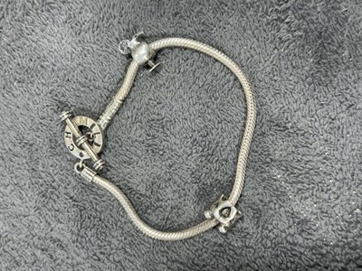 Pandora 925 Sterling Silver Snake Chain Toggle Bracelet Chamilia 20.3g  Wearable