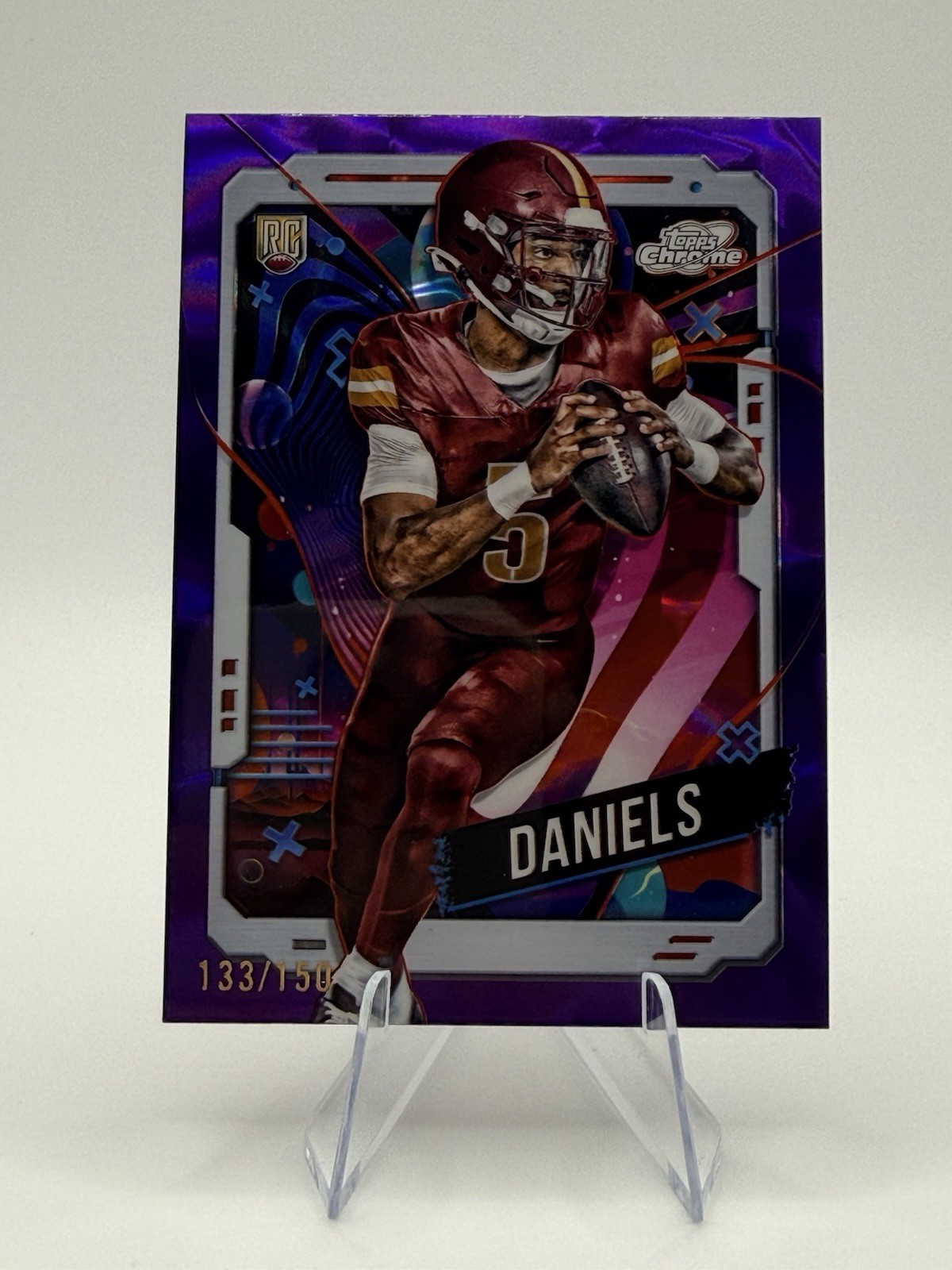 2024 Topps Chrome Cosmic #196 Jayden Daniels Purple Nebula Refractor /150