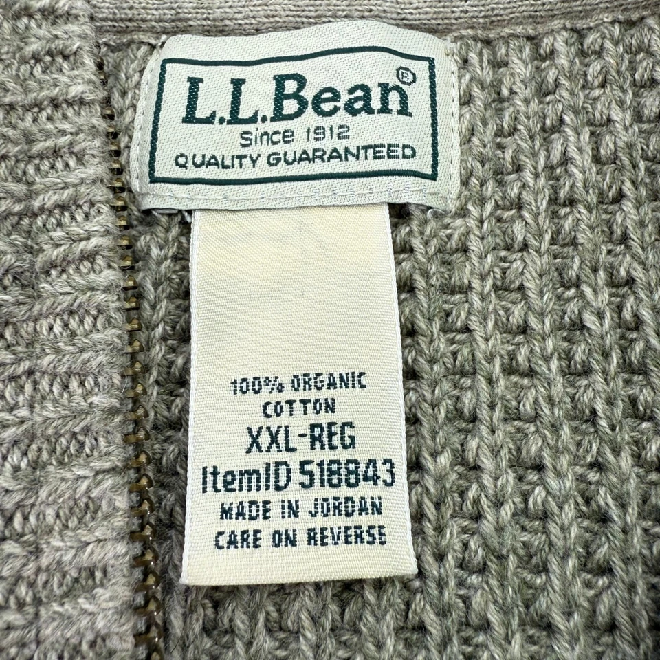 LL Bean Sweater Mens XXL 2XL 100% Organic Cotton Heavy Knit 1/4 Zip Fisherman - Image 2 of 4