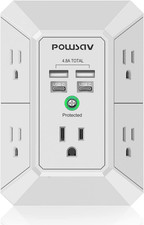 5-Outlet Power Strip with 4 USB Ports - Surge Protector for Home, Office, School