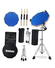 Drum Practice Pad Snare Drum Stand Set 12 In With Double Sided Silent Drum Blue