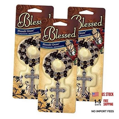 Blessed Rosary with Metal Cross Car Air Freshener - Moonlight Groove Scent