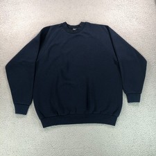 VTG Hanes Blank Crewneck Sweatshirt Men XL Blue Raglan Faded 50/50 USA Made 90s