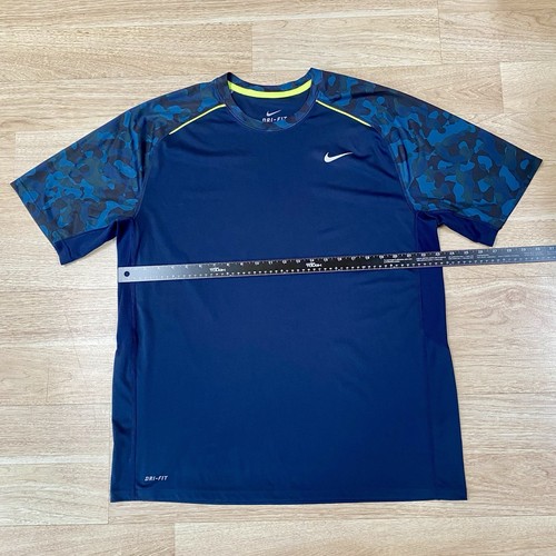Nike Training T-Shirt Men’s XL Blue Camo Short Sleeve Fitness Work Out Tee Shirt - Picture 4 of 9
