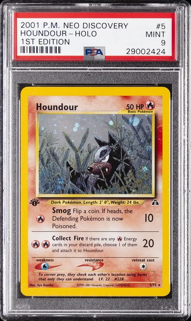 2001 POKEMON NEO DISCOVERY 1ST EDITION #5 HOUNDOUR-HOLO PSA 9