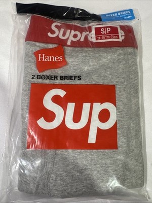 S Supreme Hanes Boxer 2 Pack グレー 希少XL Supreme Hanes Cotton Boxer Briefs Gray Red 2 Pack Men's | eBay