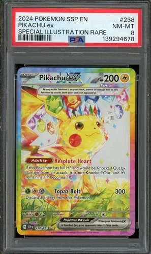 2024 Pokemon Surging Sparks En Pikachu Ex Special Illustration Rare #238 PSA 8