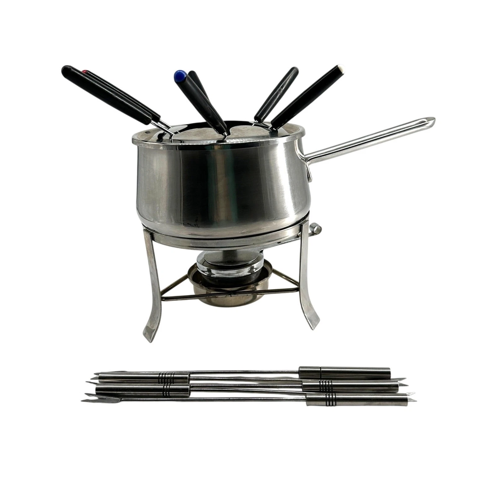 Stainless Steel Fondue Set Burner Pot Forks Mid Century MCM
Opens in a new window or tab