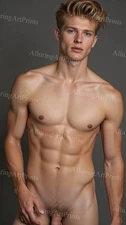 Male Model Photo Print Muscular Handsome Shirtless Hunk Abs Jock -528D