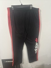 Adidas Track Pants Salmon Pink Stripes Name Spellout Elastic Waist Men's Large