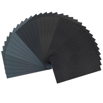 25PCS 5.5'' x 9'' Wet Dry Silicon Carbide Sandpaper Set Sanding Sheets For Metal
