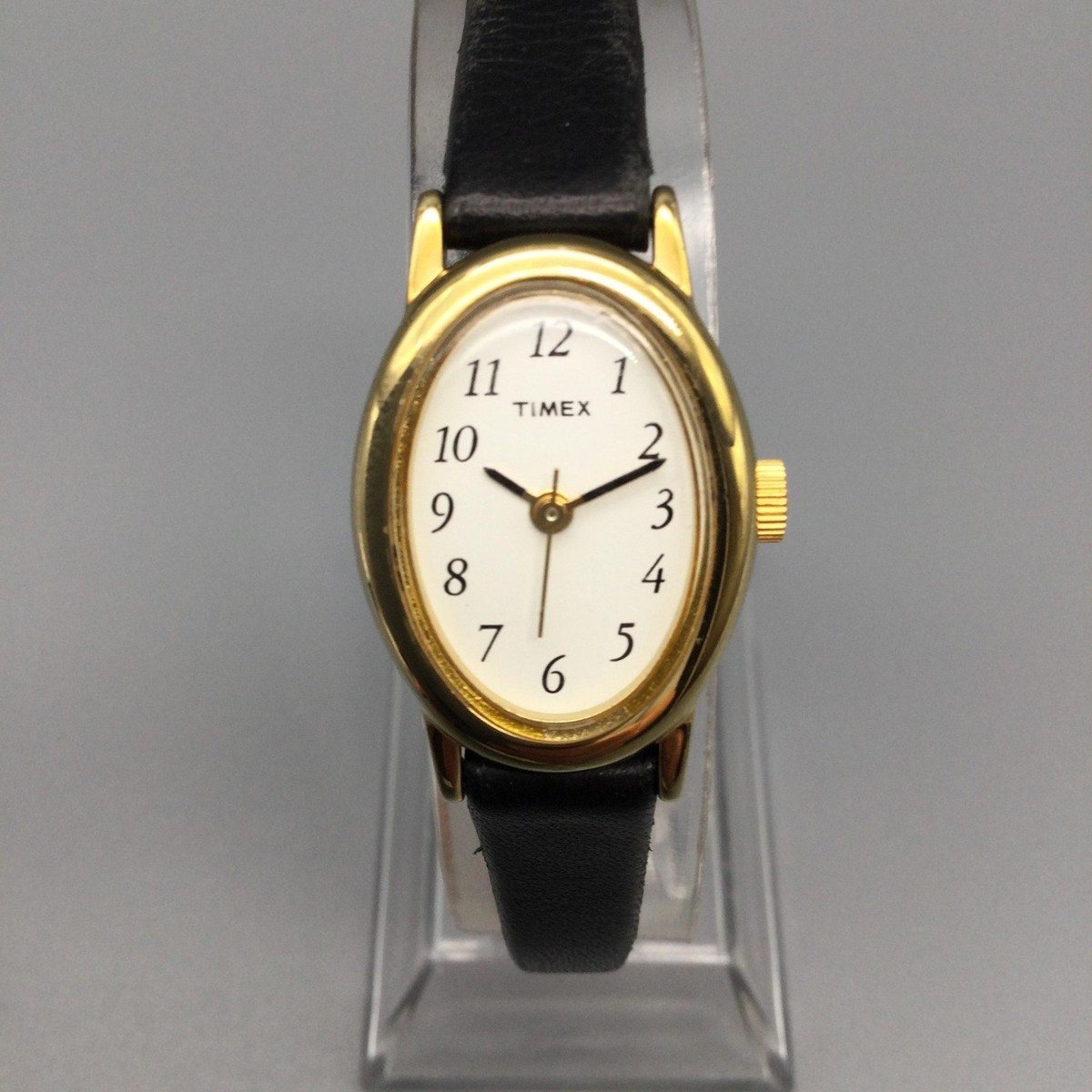 Timex Cavatina Womens Watch 18mm White Dial Gold Tone Black 