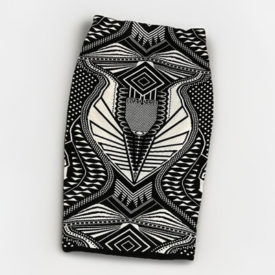 Hera Collection Skirt M Black White Bodycon Knit Stretch Tribal Art Whimsygoth