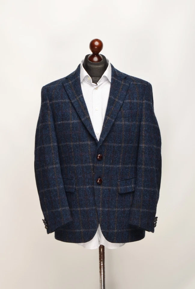 Mario Barutti Blue Check Harris Tweed Wool Blazer EU 48S / UK,US 38S Comfort Fit - Image 2 of 4