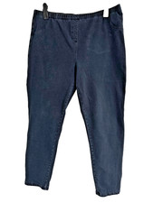 FAB NEXT BLUE ELASTICATED WAIST COTTON MIX STRAIGHT LEG DENIM JEANS - SIZE 20 