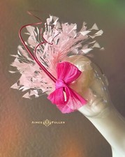 Kentucky Derby Fascinator Hot Pink Cream Ivory Lace Hat Royal Ascot Bridal Hats