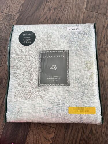 Laura Ashley Cotton Reversible Coastal Saltwater 3 Pc Quilt Set-Full Queen - Picture 2 of 8
