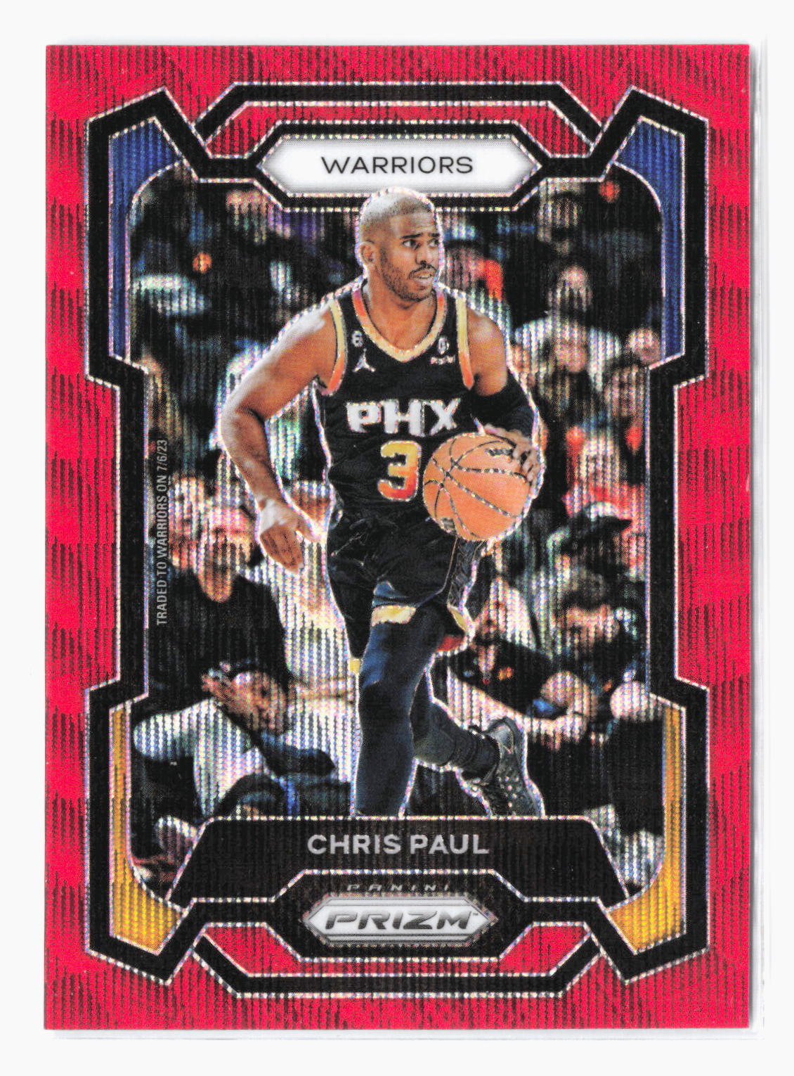 2023-24 Panini Prizm Chris Paul Ruby Red Wave 99 Parallel Warriors