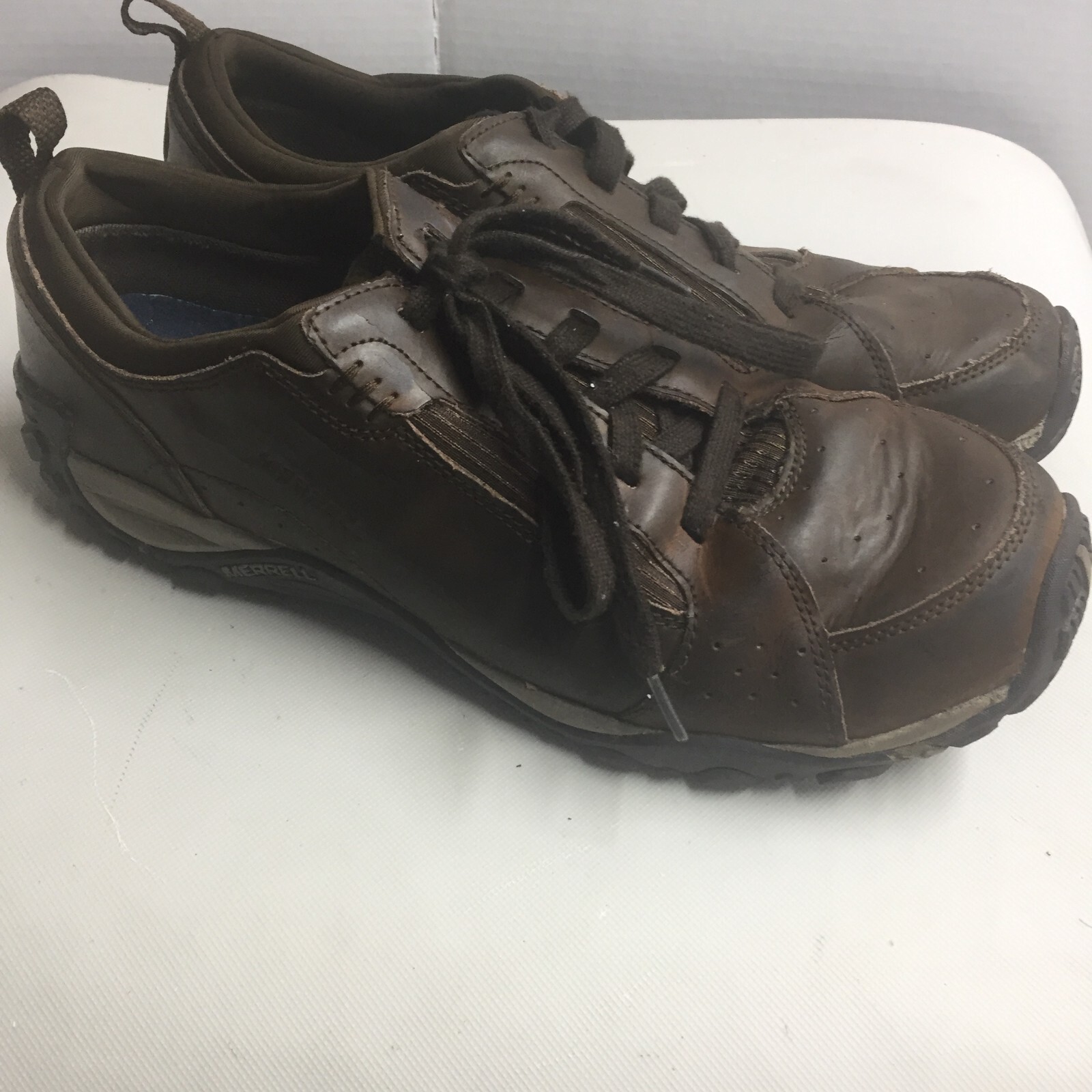 Scarpe da trail casual Merrell marrone terra scuro stringate in pelle J111936C da uomo taglia 14