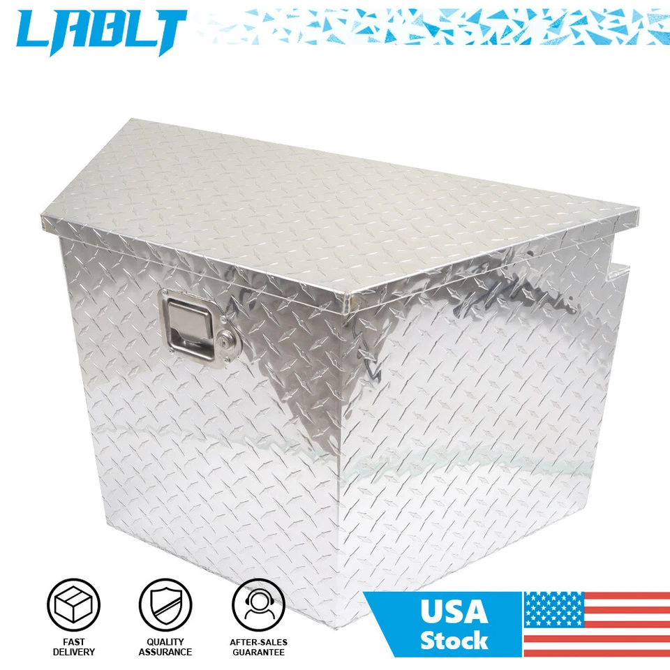 LABLT 29 英寸宽铝制拖车舌头工具箱钻石盘带钥匙 — 第 2/4 张图片