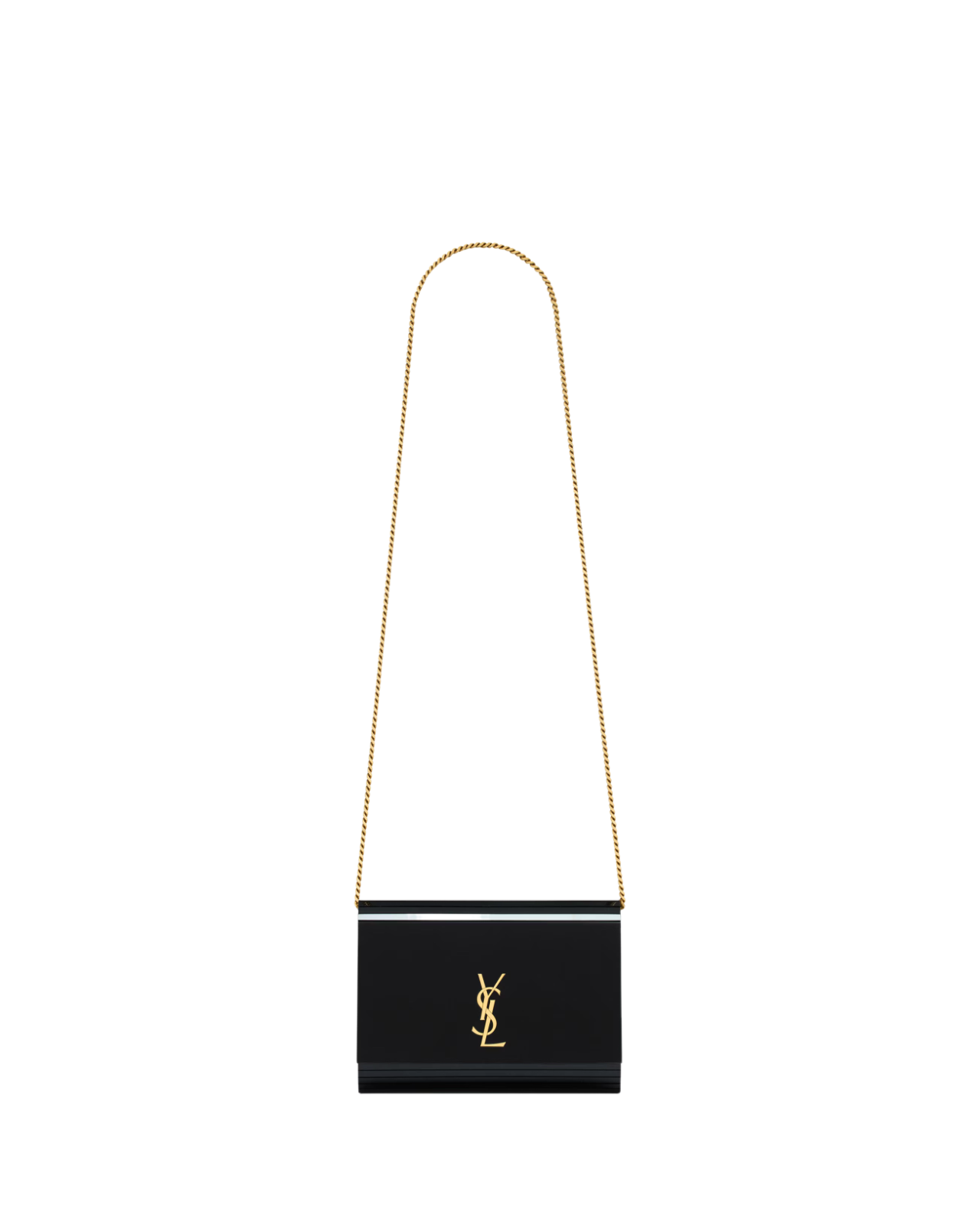 SAINT LAURENT Vicky $3500 Black Plexiglas Shoulder Bag New/Authentic