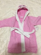 KIDS ECO FRIENDLY 100 COTTON BATHROBE WITH ANIMAL FACE  EARS S ZE 1/2