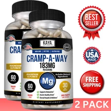 (2 Pack) Cramp-A-Way 60ct Magnesium Glycinate Sleep Aid Joint Bone Support