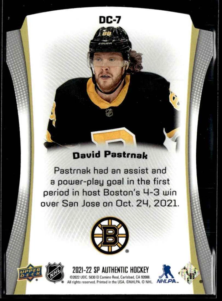 2021-22 Sp Authentic Die cuts David Pastrnak #DC-7 H7R2F - Image 2 of 2