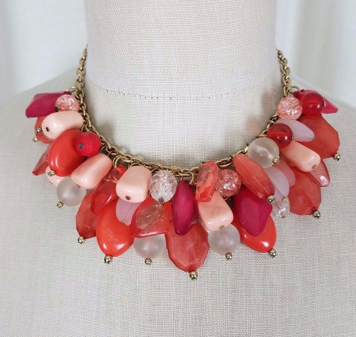 Resin Statement Dangle Charm Bib Cluster Chunky B… - image 1