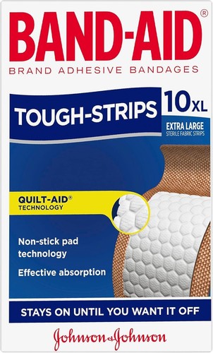 Band-Aid Tough-Strips Extra Large 10 Pack Sterile Fabric Brand Adhesive Bandages - Picture 3 of 6