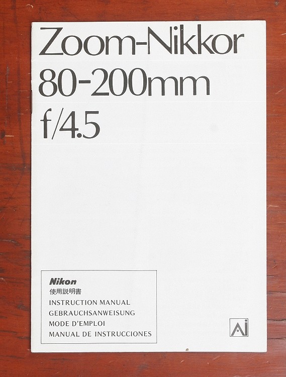 のの NIKON 80-200MM, F4.5 ZOOM NIKKOR INSTRUCTION BOOK/164853 | eBay