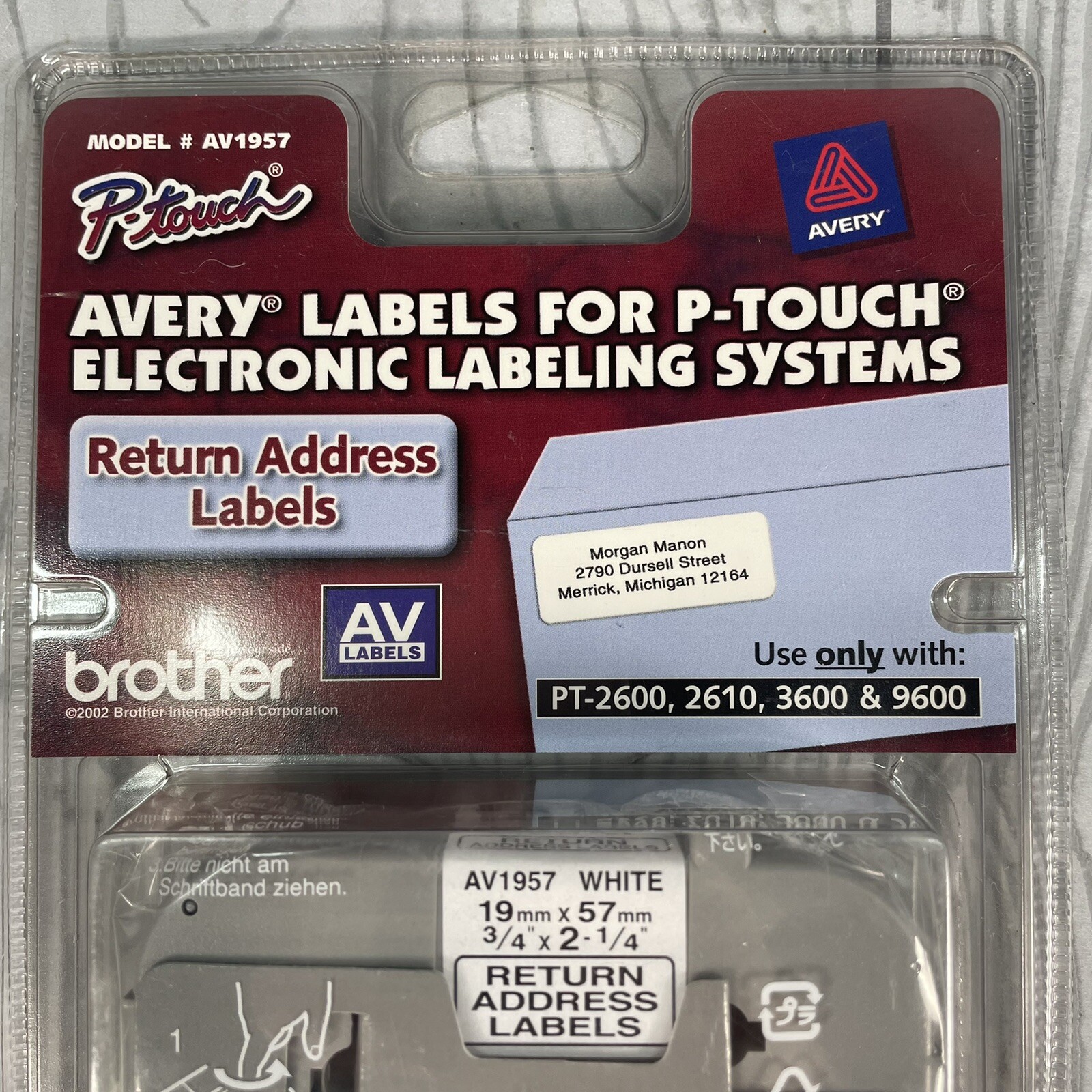 Brother Avery AV1957 PTouch Tape Thermal Label Cassette White AV1957 New 12502603009 eBay