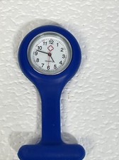 Silicon Nurse Watch Tunic Quartz Fob Pocket Brooch Washable New Battery Blue