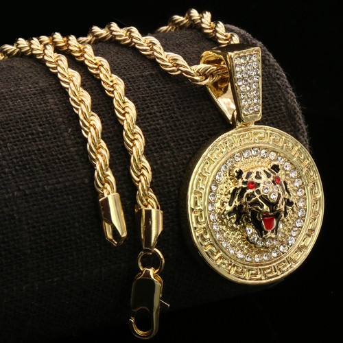 Hip Hop Round Red Eye Tiger Pendant 