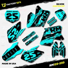 Black & Cyan Graphics Kit fits 01-08 Suzuki RM125 RM250 RM 125 250 decals