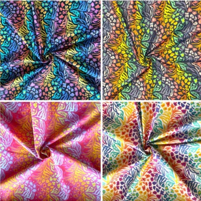 Polycotton Stoff Wild Animal Prints Zebra Leopard Tiger Gepard Regenbogen