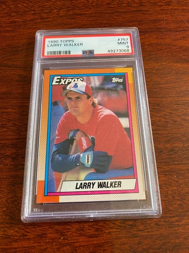 1990 Topps #757 Larry Walker Rookie Card HOF. PSA 9