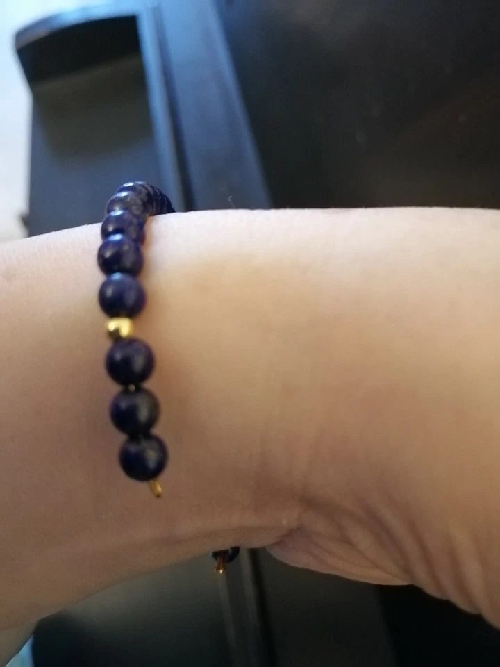 Crazy deal!!! Authentic solid 18 k gold and lapis bracelet!!! Lifetime guarantee - Image 3 of 4