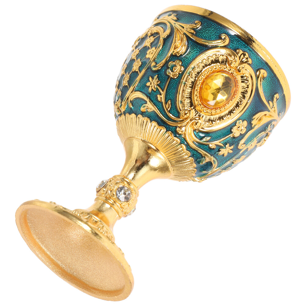 Vintage Gold Stemmed Glass Chalice Buddhist Ritual Bowl  