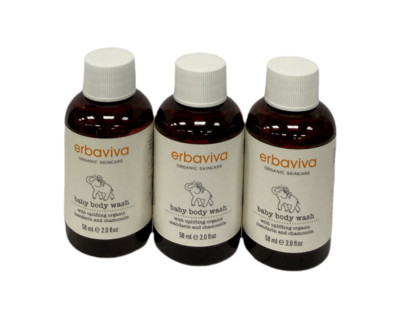 Erbaviva Organic Skincare Baby Body Wash (58mL/2oz) NEW; Lot of 3