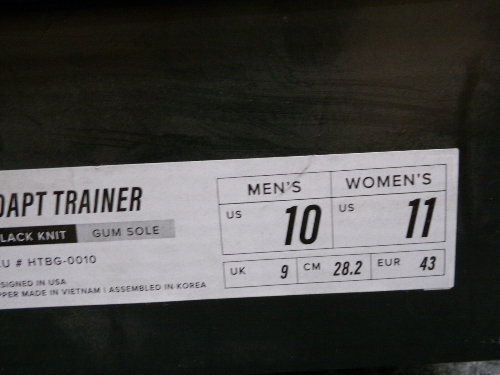 Flux Adapt High Top Trainer Black Gum Men Size 10 Barefoot Athletic Lifting Shoe