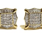 New 925 gold plated  .33ct diamond flat screen stud earrings unique — photo 7